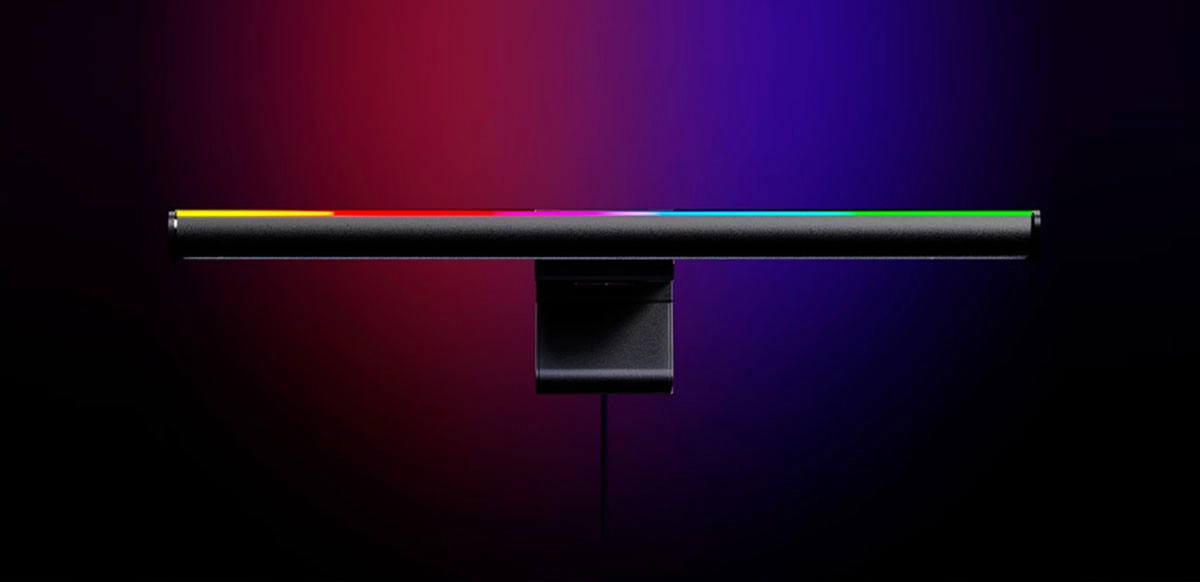 El equipo incluye barra de luz, controlador RF, control remoto multifunción, tarjetas del producto y cable de carga, con materiales PC, ABS y aluminio, y una garantía de dos años.