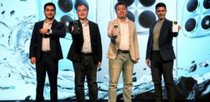 Erick Aguilera, LATAM Regional PR Lead de Xiaomi. Charlie Guo, Xiaomi Latam General Manager. Patrick Zhou, Country Manager Argentina. Kenji Tsukame, Product Marketing Manager de Xiaomi.