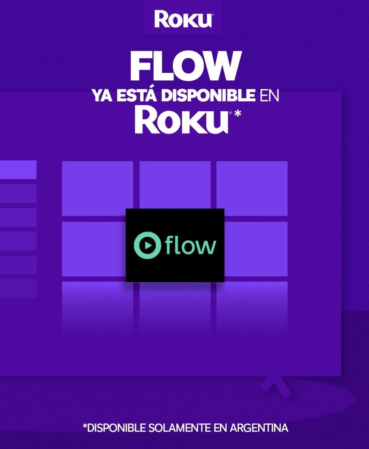 La app de Flow en Roku está disponible exclusivamente en Argentina.
