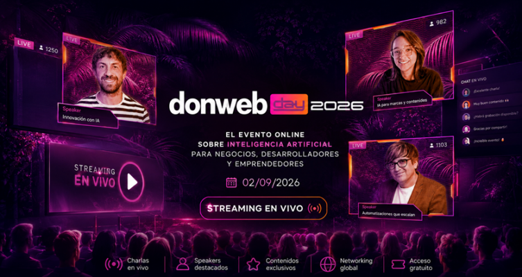 DonWeb Day 2026 reunirá durante ocho horas a especialistas y referentes para abordar usos prácticos de la inteligencia artificial, la automatización y los agentes de IA.