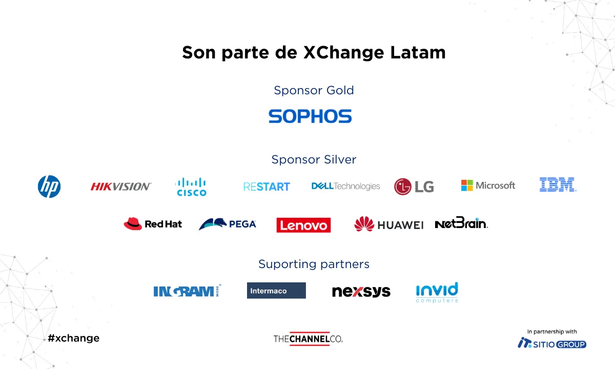 Principales marcas del ecosistema tecnológico acompañan XChange LATAM 2025 como sponsors, reafirmando su compromiso con la innovación y el desarrollo del sector en la región.