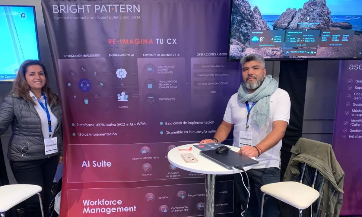 Stand de Bright Pattern en el CRIC, donde la empresa mostró sus soluciones de contact center impulsadas por inteligencia artificial.