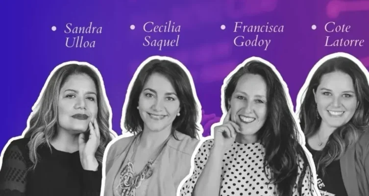 Sandra Ulloa Urbina, Ingeniera Comercial, Cecilia Saquel, ingeniera especialista en Reprogramación Neurolingüística, Francisca Godoy, periodista especializada en marketing de contenidos, diferenciación y liderazgo y Cote Latorre, CEO de Revista deCeo.