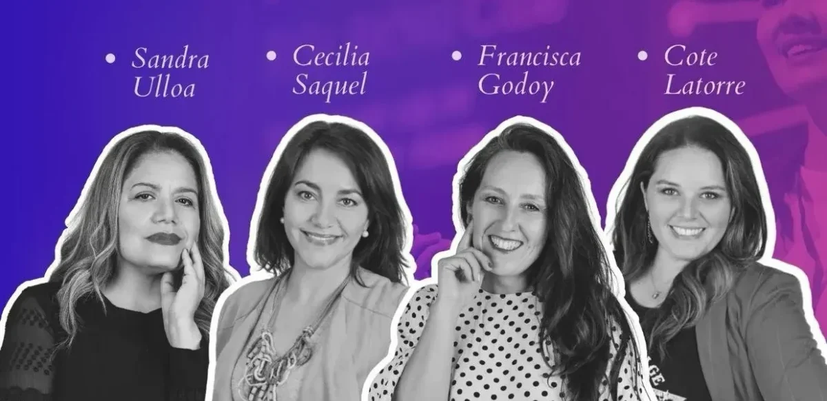 Sandra Ulloa Urbina, Ingeniera Comercial, Cecilia Saquel, ingeniera especialista en Reprogramación Neurolingüística, Francisca Godoy, periodista especializada en marketing de contenidos, diferenciación y liderazgo y Cote Latorre, CEO de Revista deCeo.