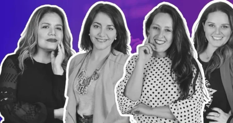 Sandra Ulloa Urbina, Ingeniera Comercial, Cecilia Saquel, ingeniera especialista en Reprogramación Neurolingüística, Francisca Godoy, periodista especializada en marketing de contenidos, diferenciación y liderazgo y Cote Latorre, CEO de Revista deCeo.
