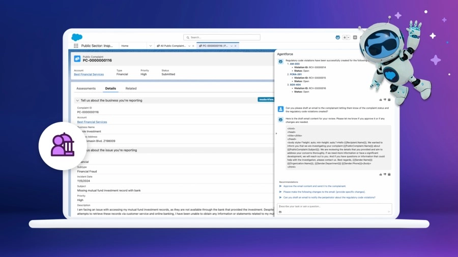 Agentforce para el Sector Público combina tecnología de IA avanzada para agilizar tareas administrativas y mejorar la eficiencia gubernamental, liberando a los funcionarios de cargas operativas.