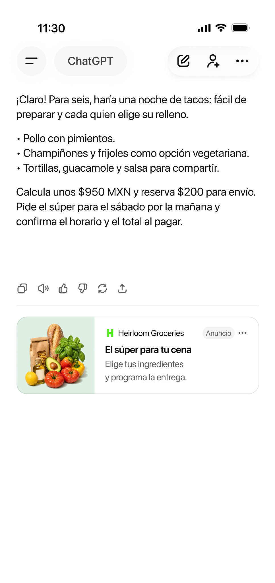 Los anuncios en ChatGPT se identifican como contenido patrocinado y se muestran de forma separada de las respuestas generadas por la inteligencia artificial.