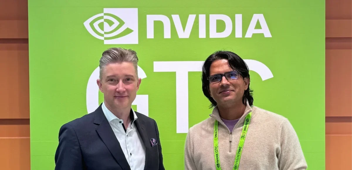 Thomas Jensen, director ejecutivo de Milestone Systems y Deepu Talla, vicepresidente y gerente general de Computación Integrada y en el Borde de NVIDIA.