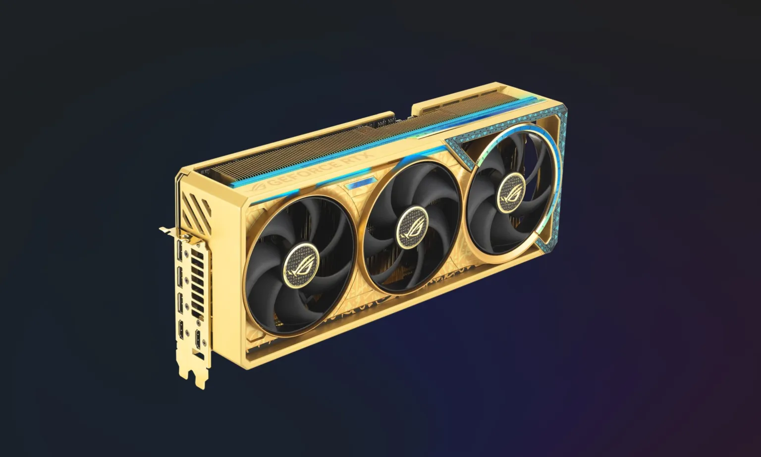 La ROG Astral destaca con un diseño inspirado en lingotes de oro, rascacielos y caligrafía artística, lo que refuerza su carácter premium.