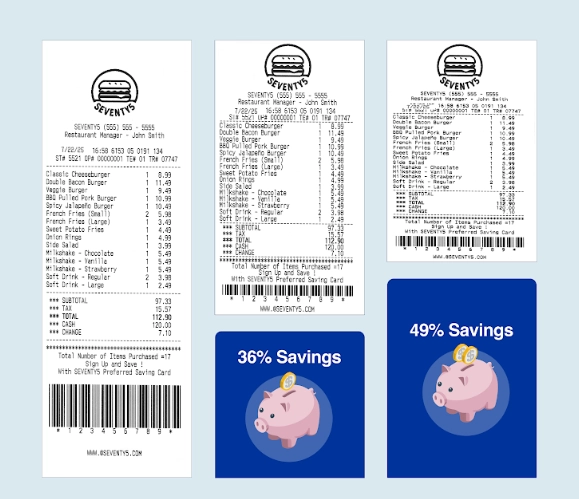 Epson revoluciona el ahorro en el punto de venta con su tecnología patentada de reducción de papel de hasta un 49% 3 La tecnología avanzada de Epson minimiza los márgenes superiores e inferiores de los recibos, optimizando el uso del papel sin sacrificar legibilidad.