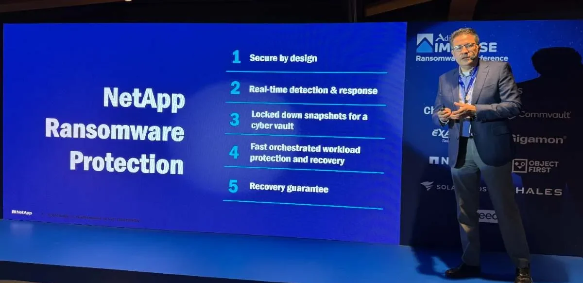 NetApp mostró su innovador sistema de protección contra ransomware basado en inteligencia artificial, destacando su alta precisión para detectar amenazas.