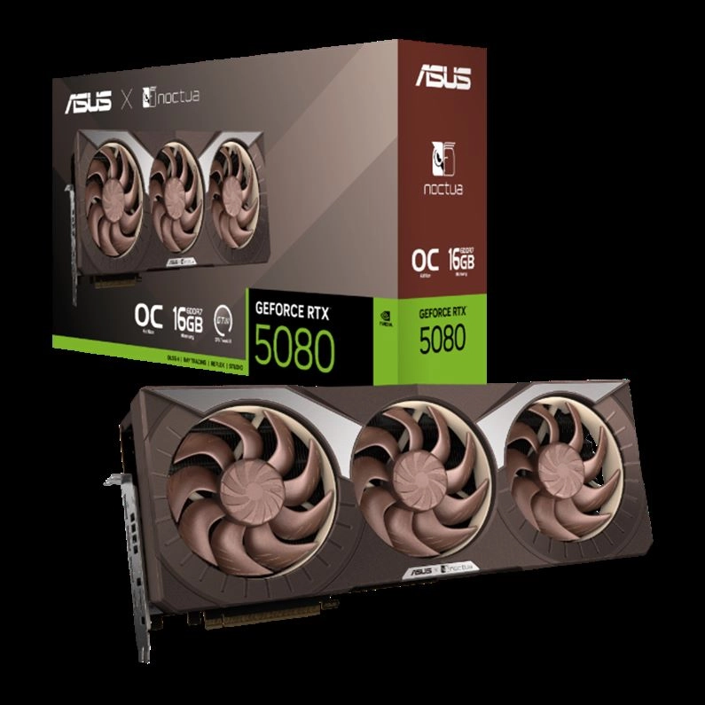 La GeForce RTX 5080 Noctua Edition, diseñada para ofrecer un rendimiento silencioso sin comprometer la potencia, se destaca por su elegante estética y capacidad de refrigeración avanzada.