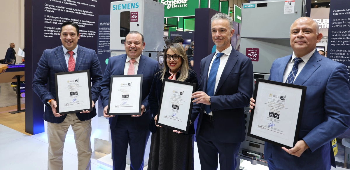 La Secretaría de Economía entregó a Siemens la certificación ‘Hecho en México’, reconociendo la calidad y la innovación de los productos fabricados por la compañía en sus plantas del país.