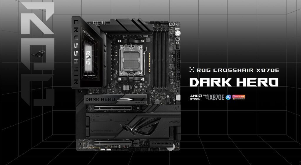 ROG Crosshair X870E Dark Hero, una placa diseñada para ofrecer rendimiento sin concesiones con una estética sobria y refinada.