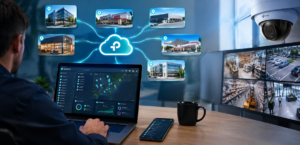 La plataforma Omada Central permite administrar redes empresariales y cámaras de seguridad de múltiples sucursales desde un único entorno en la nube, con monitoreo y gestión remota.