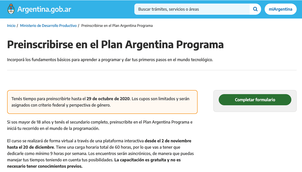 El gobierno lanza el plan Argentina Programa