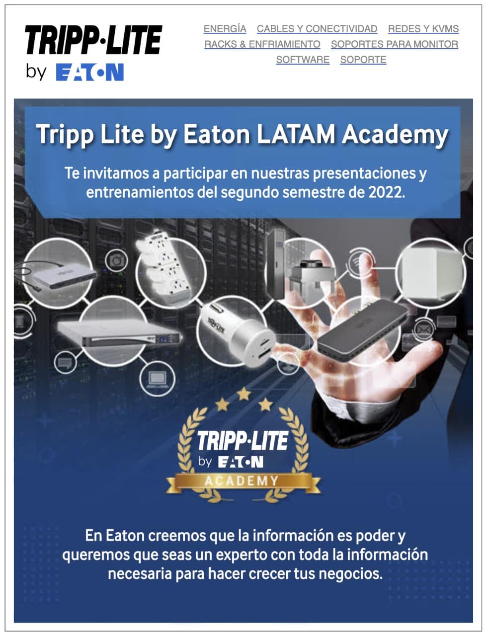 Tripp Lite by EATON ya tiene fechas de entrenamientos para el canal