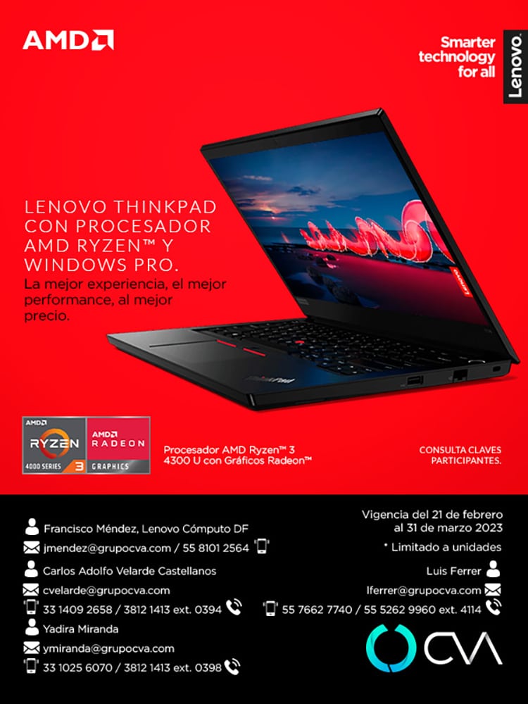 Lenovo Thinkpad con procesador AMD Ryzen y Windows Pro