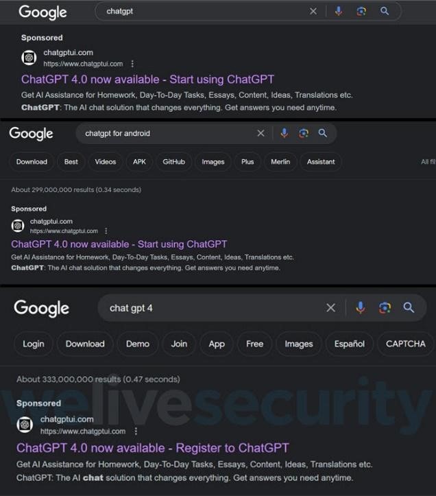 Anuncios falsos de Chat GPT 4 en Google roban información bancaria
