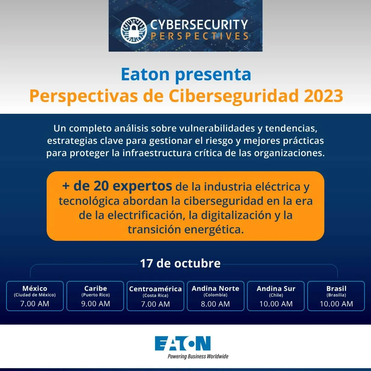 Eaton convoca a clientes globales en su seminario sobre "Ciberseguridad 2023"