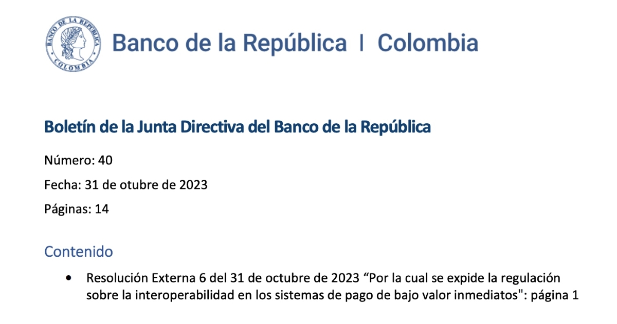 El Banco Central de Colombia avanza en el “Pix colombiano” para permitir la interoperabilidad.