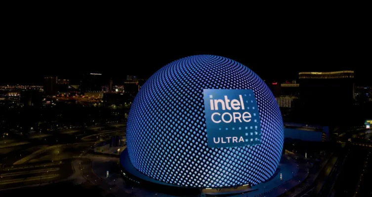 Intel Core Ultra en La Esfera de Las Vegas durante el CES 2024
