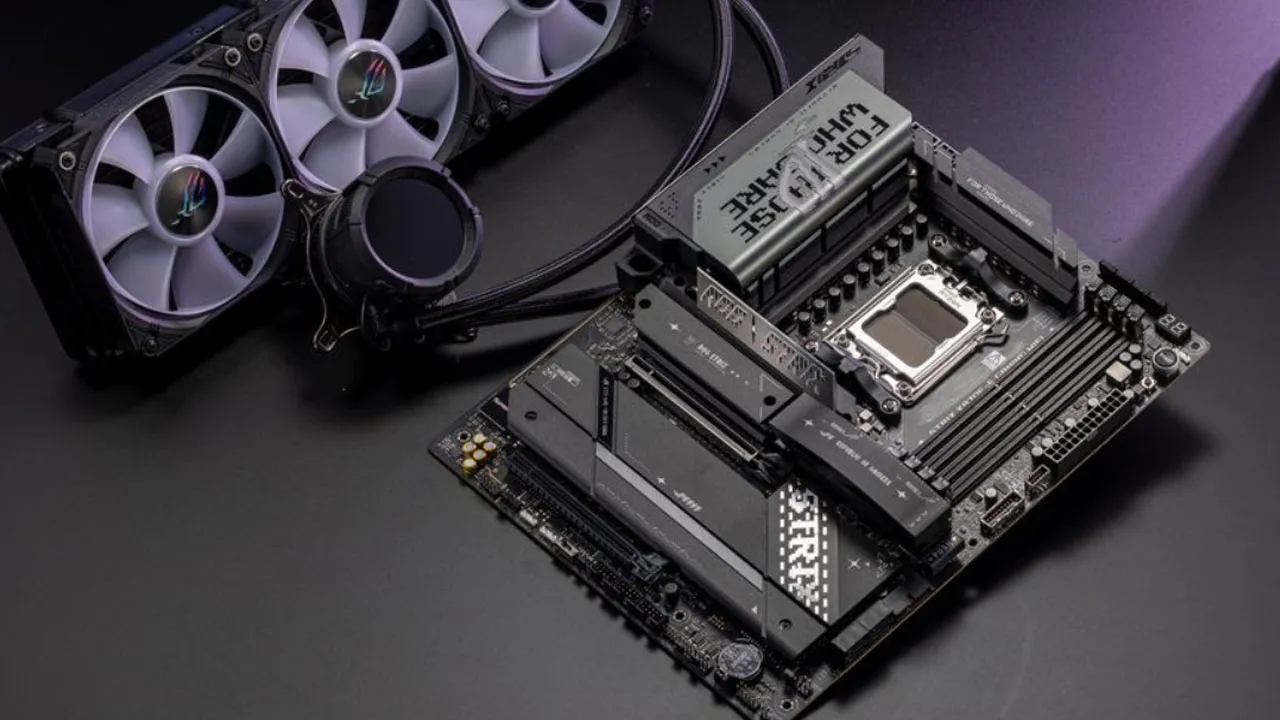 ASUS ROG presentó nuevos productos gamers en la Gamescom 2024 Motherboards ASUS, junto con uno de sus watercooling.