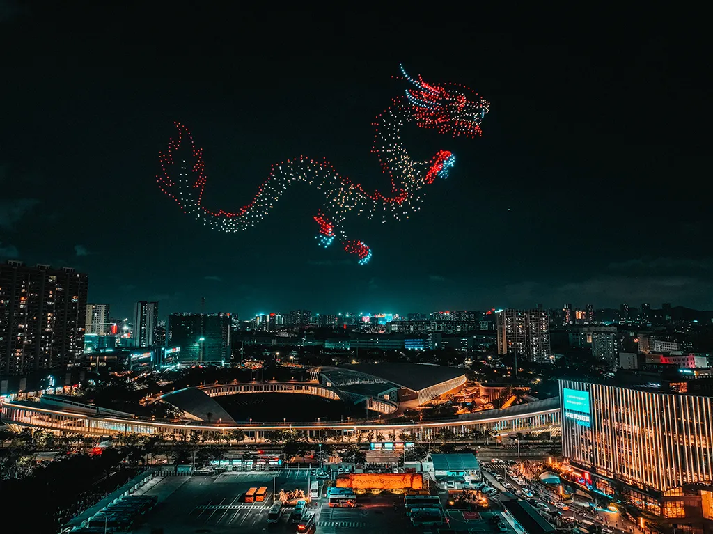 Shenzhen deslumbra con un espectáculo de mas de 10.000 drones que rompe dos récords Guinness Shenzhen deslumbra con un espectáculo de mas de 10.000 drones que rompe dos récords Guinness