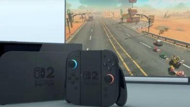 Nintendo Switch 2 y dock para la TV.