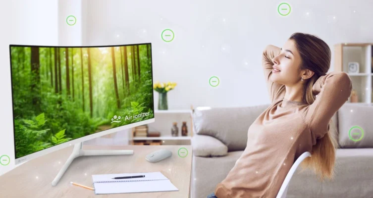 Con modelos de 24", 27" y 34", estos monitores incorporan tecnología avanzada que no solo optimiza el rendimiento de la pantalla, sino que también purifica el aire, eliminando hasta el 90% del polvo en solo tres horas.