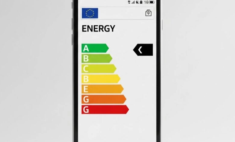 Nuevo etiquetado energético para móviles en Europa.