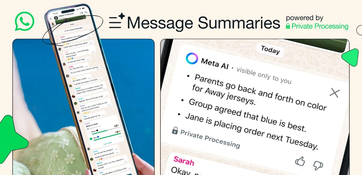 WhatsApp suma resúmenes inteligentes sin comprometer la privacidad.