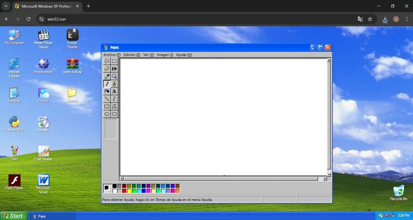 Windows XP está de regreso: cómo usarlo rápido, fácil, gratis y sin instalar nada Abre Word, juega al Buscaminas o usa Paint, todo directamente desde el navegador.