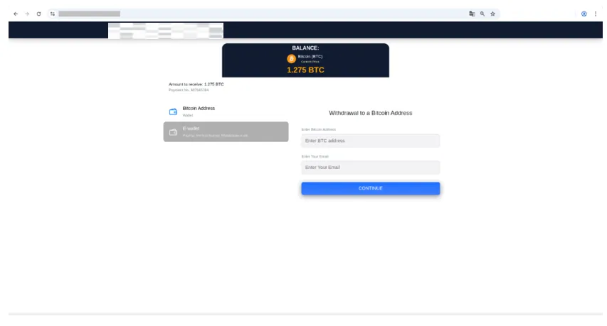 Se le solicita al usuario pagar una comisión en criptomonedas para recibir la supuesta transacción.