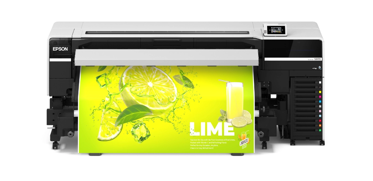 La nueva Epson SureColor S9170, impresora ecosolvente de 64 pulgadas, ofrece una gama cromática superior con tintas UltraChrome GS3 y tecnología de cabezal PrecisionCore Micro TFP.