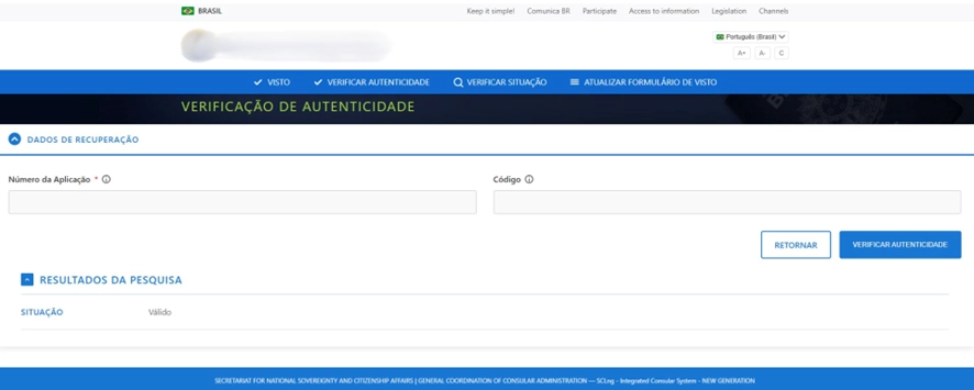 Sitio web falso en portugués e inglés que se hace pasar por una agencia federalpara recopilar datos de personas interesadas en el evento.