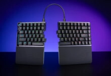 El ROG Falcata redefine los teclados gaming competitivos con su diseño dividido de formato 75%, ofreciendo a los jugadores la flexibilidad de optimizar su configuración y permitiendo usar solo el módulo izquierdo para liberar espacio en el escritorio para mayor movimiento del mouse.