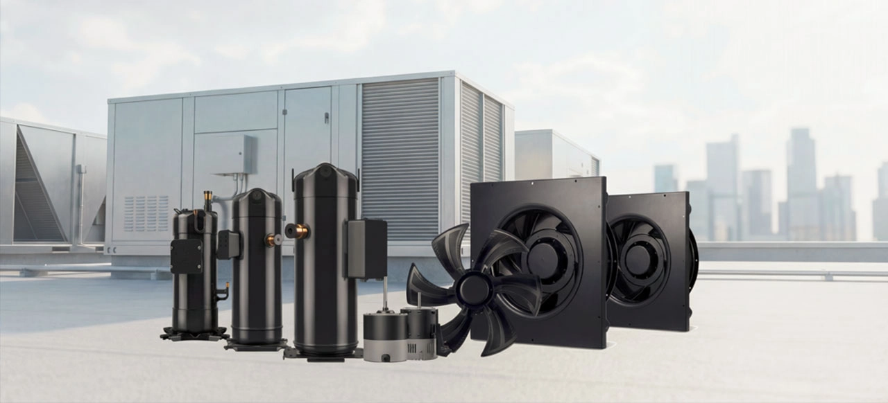 G Component Solutions ofrece capacidades integradas a través de una línea completa que incluye compresores scroll, motores de conmutación electrónica (EC), ventiladores EC y variadores