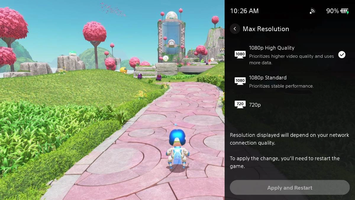 El nuevo modo 1080p permite una transmisión con mayor bitrate, mejorando la fidelidad visual en sesiones de juego remoto.