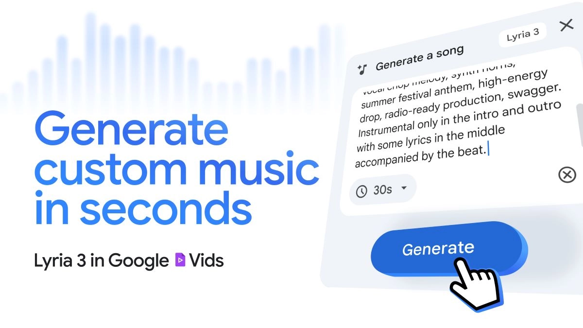 Lyria 3 permite crear bandas sonoras originales integradas al video, sin necesidad de bibliotecas externas.
