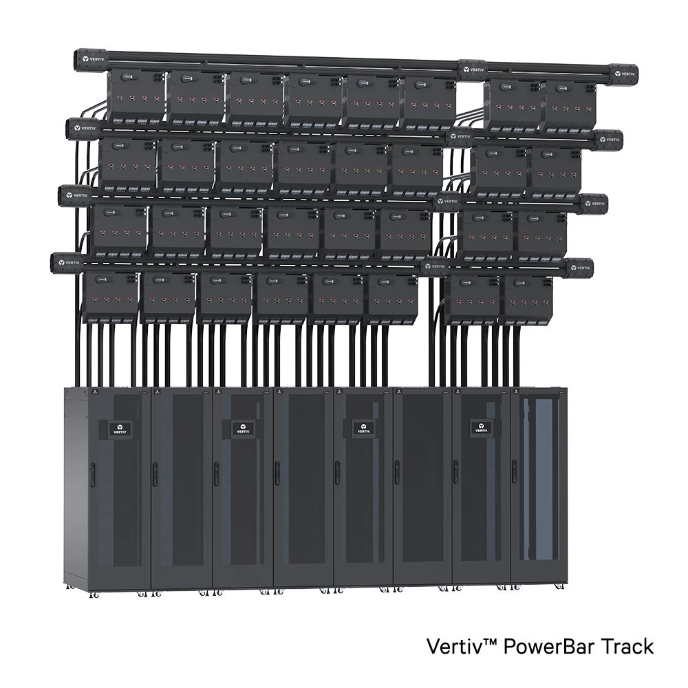 Vertiv PowerBar Track con diseño compacto de doble nivel, orientado a maximizar la densidad de potencia en centros de datos de alta demanda.