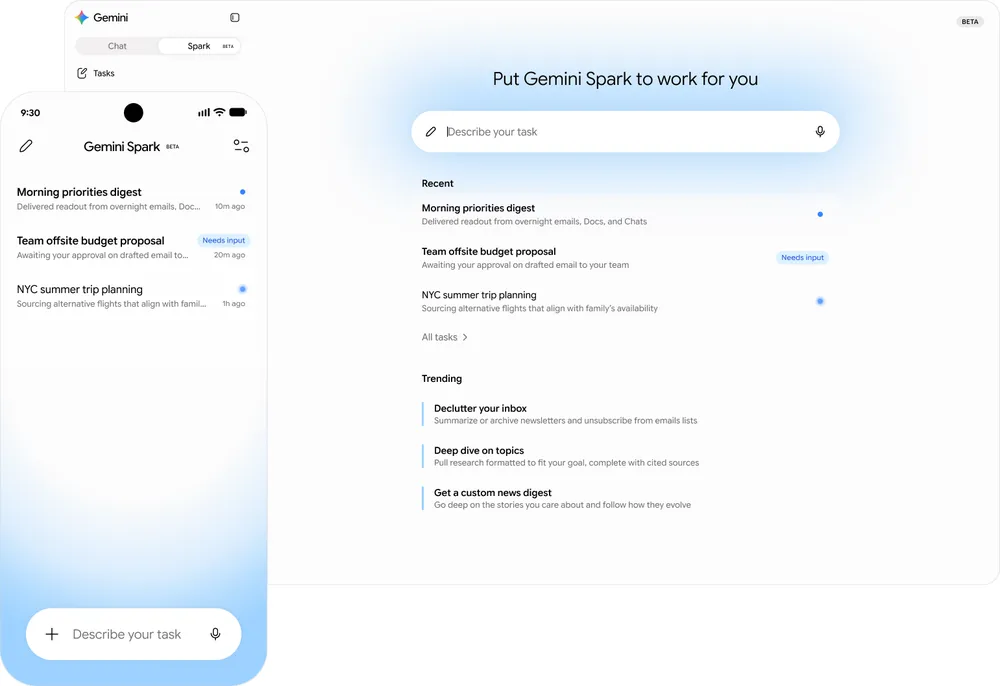 Gemini Spark en la aplicación Gemini te ayuda a gestionar tu vida digital e integra tus aplicaciones de Workspace