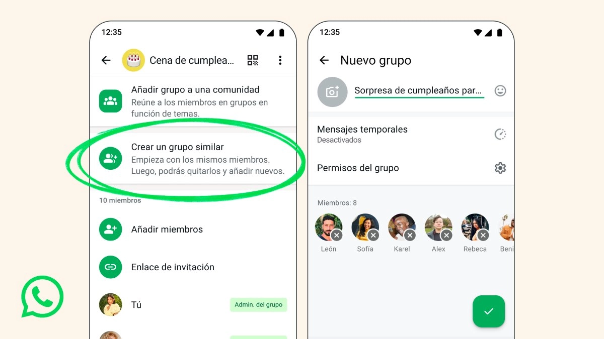 La aplicación facilitará la creación de chats paralelos con algunos integrantes de un grupo existente, sin agregarlos nuevamente de forma individual.