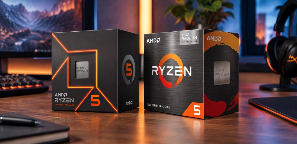 Los nuevos Ryzen 5 7500 y Ryzen 5 5500F cuentan con 6 núcleos y 12 hilos y mantienen vigentes las plataformas AM5 y AM4, respectivamente.
