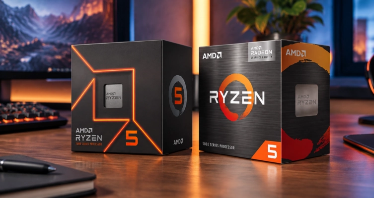 Los nuevos Ryzen 5 7500 y Ryzen 5 5500F cuentan con 6 núcleos y 12 hilos y mantienen vigentes las plataformas AM5 y AM4, respectivamente.