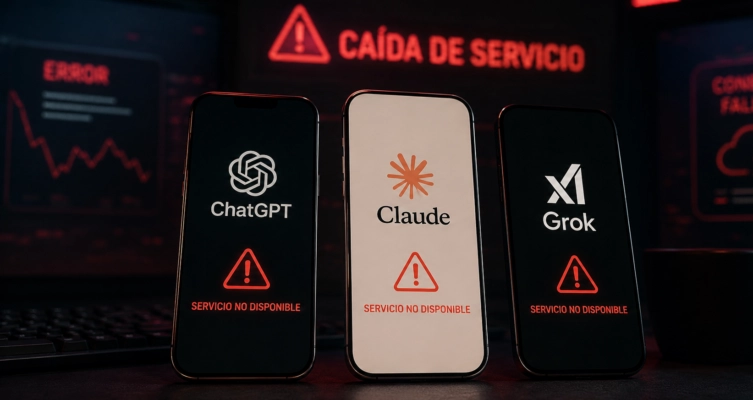 ChatGPT, Claude y Grok registraron interrupciones y errores el 3 de septiembre, afectando a miles de usuarios en distintas partes del mundo.