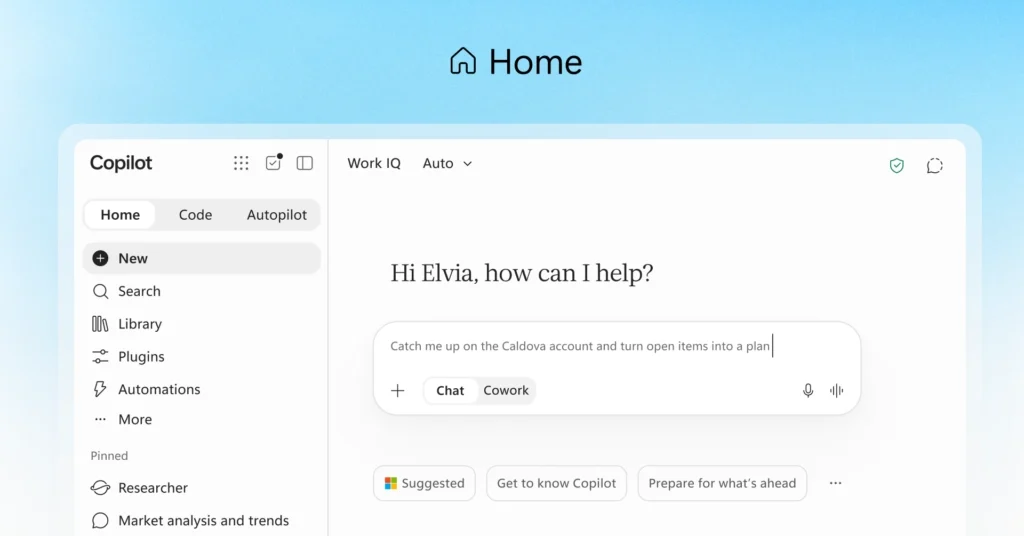 Microsoft busca que Copilot evolucione desde un asistente conversacional hacia una plataforma capaz de crear, automatizar y ejecutar tareas dentro del entorno laboral.