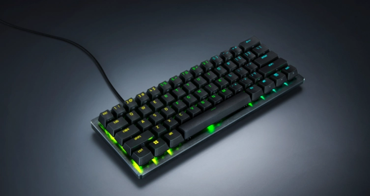 El Huntsman V3 Pro Mini 8KHz incorpora switches ópticos analógicos Razer Gen-2 con Rapid Trigger, accionamiento ajustable de 0,1 a 4,0 mm y una vida útil de hasta 100 millones de pulsaciones.
