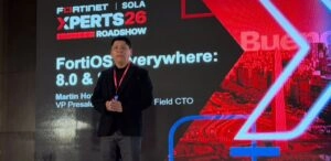 Martín Hoz, vicepresidente sénior de Ingeniería de Preventa de Fortinet para América Latina y el Caribe, durante la presentación de Fortinet Roadshow SOLA 2026.