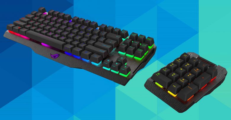 Un teclado mecánico con teclado numérico desmontable